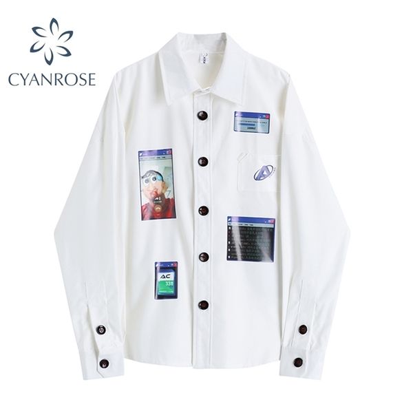 womens fashion blouse spliced single breasted lapel long sleeve spring white shirt lady oversized cardigan loose blusa 210515
womens fashion blouse spliced single breasted lapel long sleeve spring white shirt lady oversized cardigan loose blusa 210515