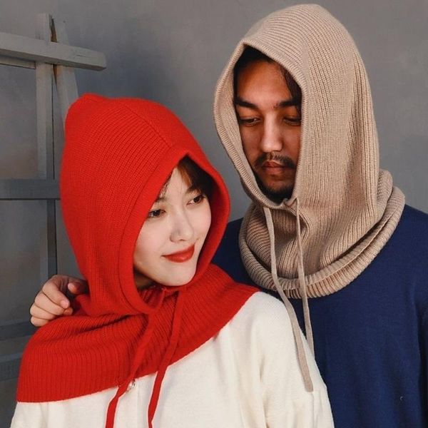 scarves winter womans hats knitted cashmere hooded neck collar adjustable elastic cap gorros mujer invierno, Blue;gray