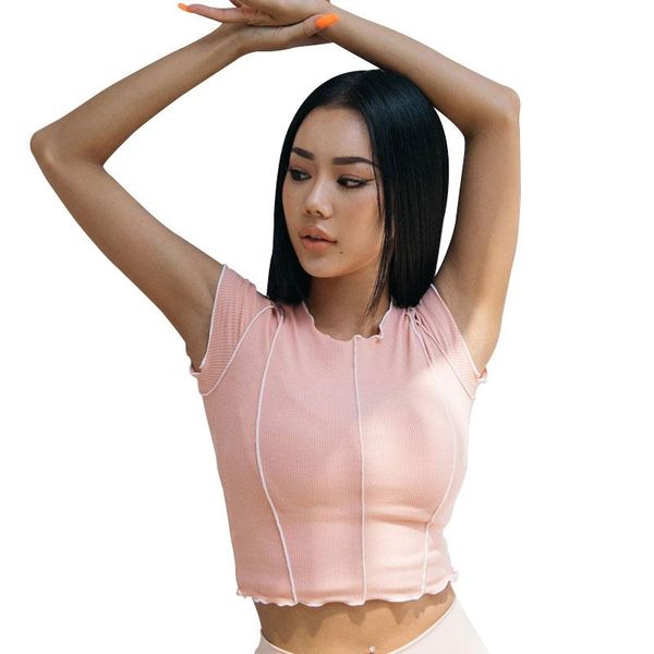 yoga outfit 2021 summer women's bottoming shirt tight ruffle edge short-sleeved slim comfortable woman solid color clothes
yoga outfit 2021 summer women's bottoming shirt tight ruffle edge short-sleeved slim comfortable woman solid color clothes