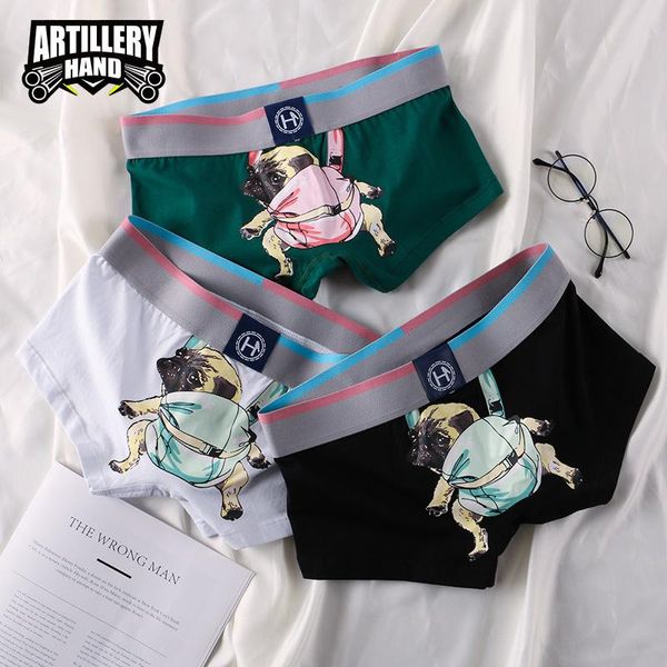 underpants stylish and handsome cotton men's underwear boxer shorts breathable youth boys personality trend, Black;white