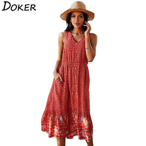new red floral dresses women fashion single breasted v neck plus size casual boho beach female sleeveless midi dress summer 210423, Black;gray
new red floral dresses women fashion single breasted v neck plus size casual boho beach female sleeveless midi dress summer 210423, Black;gray