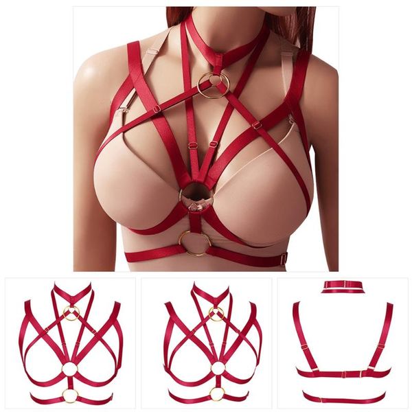 bras sets gothic style harness women hollow cage bra adjust waist suspender erotic lingerie sword belt pole dance rave costume, Red;black
bras sets gothic style harness women hollow cage bra adjust waist suspender erotic lingerie sword belt pole dance rave costume, Red;black