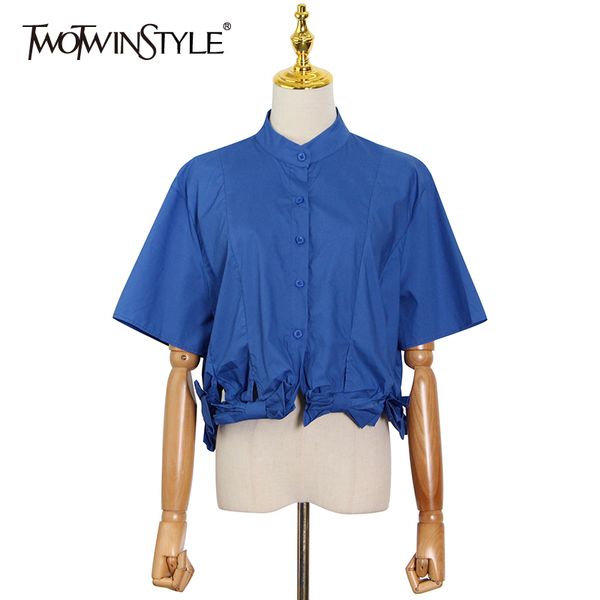 blue shirts for women lapel short sleeve straight patchwork bowknots designer blouse female summer clothes 210524, White
blue shirts for women lapel short sleeve straight patchwork bowknots designer blouse female summer clothes 210524, White