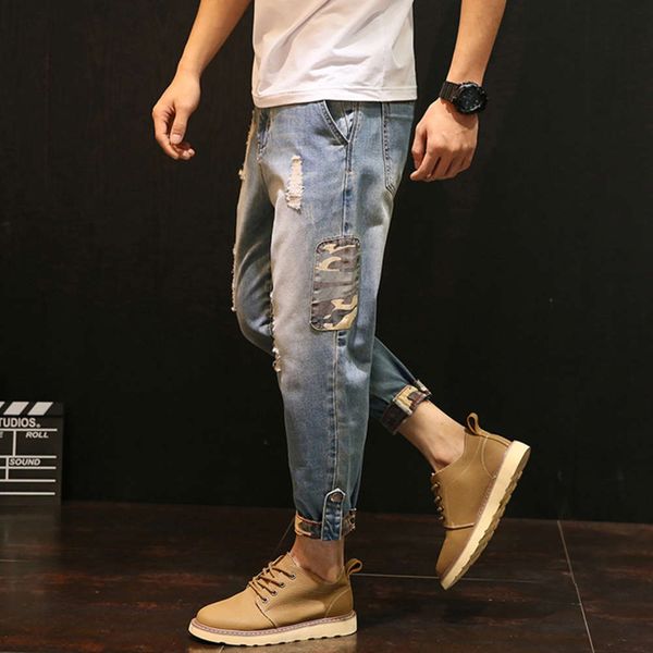 jeans men's fashion brand with holes and 9-cent jeans, loose size, fattening, pants, fat little feet, harlem 6j53, Blue
jeans men's fashion brand with holes and 9-cent jeans, loose size, fattening, pants, fat little feet, harlem 6j53, Blue