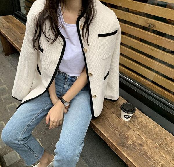 women's jackets pocket button woven jacket short o-neck long sleeve korean chic autumn loose coat white black warm clothing, Black;brown
women's jackets pocket button woven jacket short o-neck long sleeve korean chic autumn loose coat white black warm clothing, Black;brown