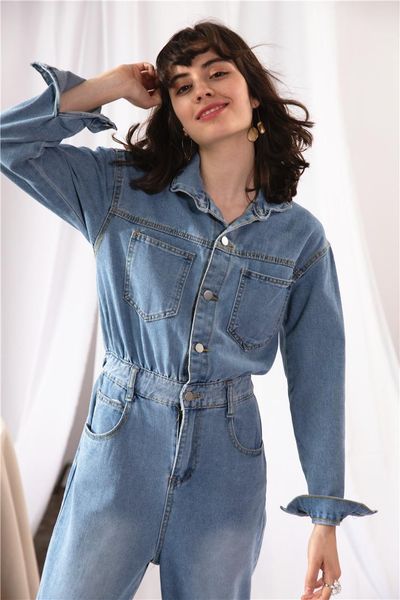 women's jumpsuits & rompers zcwxm 2021 spring fall woman denim casual fashionable pockets empire pants no belt playsuit js0426, Black;white
women's jumpsuits & rompers zcwxm 2021 spring fall woman denim casual fashionable pockets empire pants no belt playsuit js0426, Black;white
