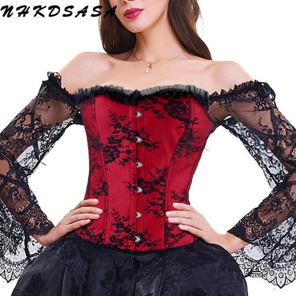 women's shapers corset for women lace up overbust bustier steampunk gothic with straps erotic lingerie long sleeves nightclub clot, Black;white
women's shapers corset for women lace up overbust bustier steampunk gothic with straps erotic lingerie long sleeves nightclub clot, Black;white