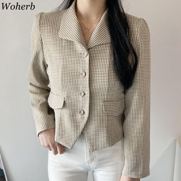 women's jackets neploe vinatge jacket women turn-down collar loose chic plaid coat 2021 fall clothing office lady korean temperament cr, Black;brown
women's jackets neploe vinatge jacket women turn-down collar loose chic plaid coat 2021 fall clothing office lady korean temperament cr, Black;brown