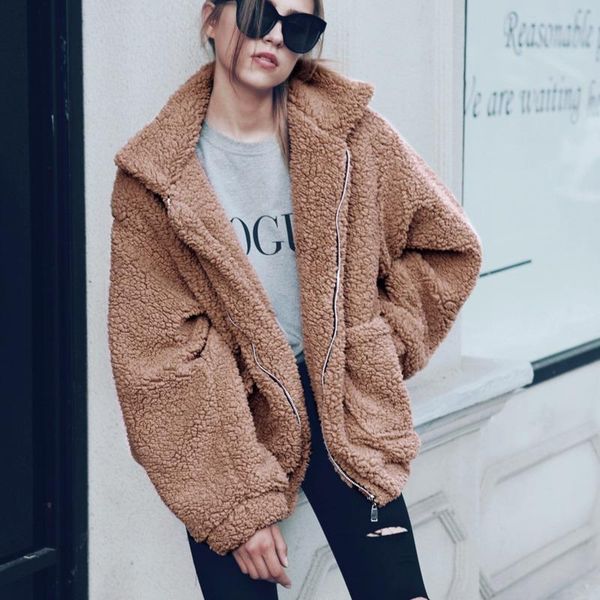 women's fur & faux 2021 autumn winter fashion women jacket warm plush casual loose hooded coat soild color zipper ladies outwear, Black
women's fur & faux 2021 autumn winter fashion women jacket warm plush casual loose hooded coat soild color zipper ladies outwear, Black