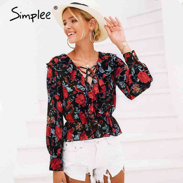 v neck floral print women shirt lace up ruffles short sweet blouse spring long sleeve casual blusas female 210414, White
v neck floral print women shirt lace up ruffles short sweet blouse spring long sleeve casual blusas female 210414, White
