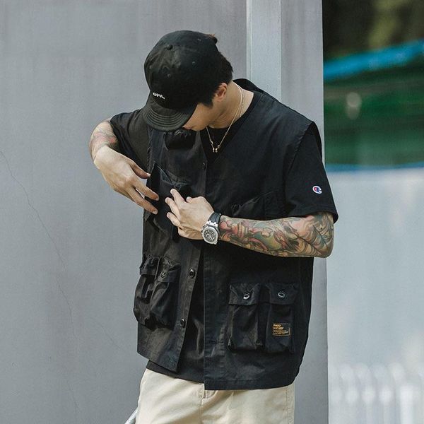 winter vest men harajuku japanese retro military style multi-pocket functional tooling trend solid color casual waistcoat men's vests, Black;white
winter vest men harajuku japanese retro military style multi-pocket functional tooling trend solid color casual waistcoat men's vests, Black;white