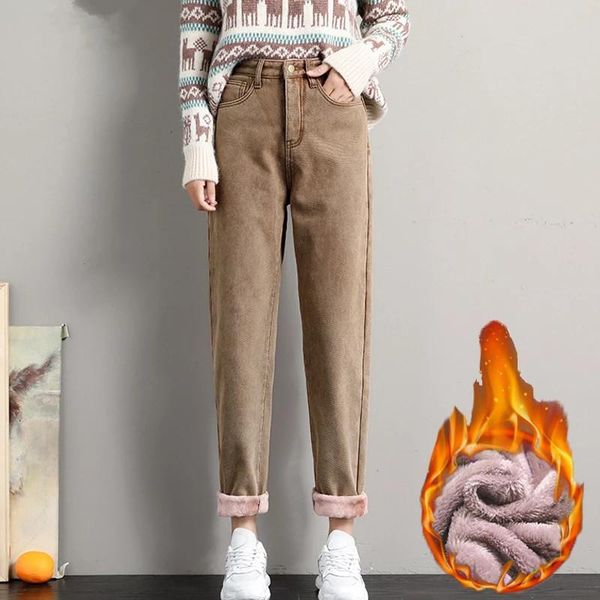 women's jeans winter women velvet thick warm denim pants high waist fleece mom vintage wide leg ankle-length harem, Blue
women's jeans winter women velvet thick warm denim pants high waist fleece mom vintage wide leg ankle-length harem, Blue