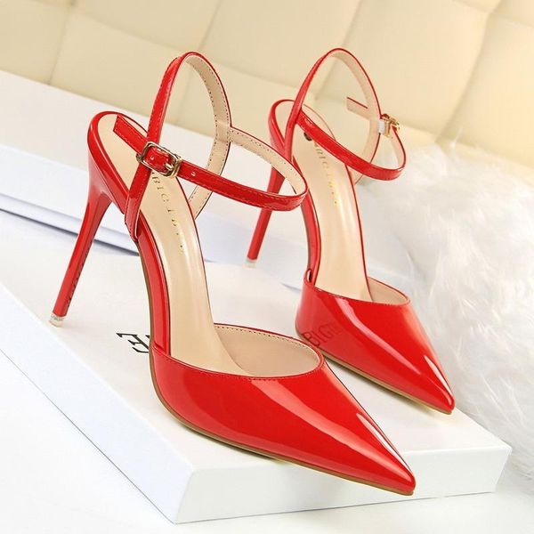 concise patent leather shallow women sandals pointed toe fashion buckle high heels shoes women's dress thin, Black
concise patent leather shallow women sandals pointed toe fashion buckle high heels shoes women's dress thin, Black