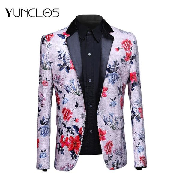 men's suits & blazers yunclos selling colorful sequin wedding &party blazer printed flower one button suit slim fit party jackets, White;black
men's suits & blazers yunclos selling colorful sequin wedding &party blazer printed flower one button suit slim fit party jackets, White;black
