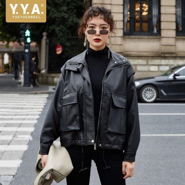 autumn women boyfriend style loose fit pu leather jacket short biker outwear coat pockets casual faux jackets women's &, Black
autumn women boyfriend style loose fit pu leather jacket short biker outwear coat pockets casual faux jackets women's &, Black