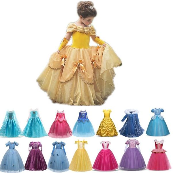 girl's dresses winter party princess girls dress kids holiday clothes children cosplay costume christmas fancy up for, Red;yellow