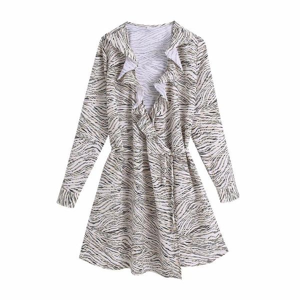 women dress zabra printed ruffled v-neck elegant fashion casual mini woman dresses femme robe ropa mujer vestidos 210420, Black;gray
women dress zabra printed ruffled v-neck elegant fashion casual mini woman dresses femme robe ropa mujer vestidos 210420, Black;gray