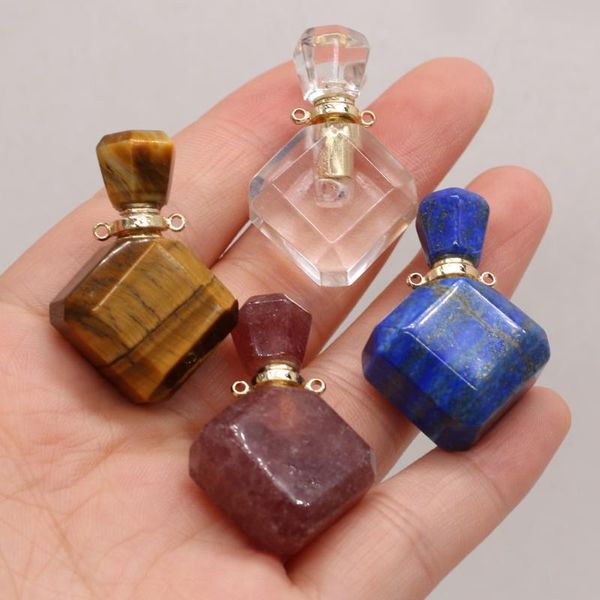 charms natural tiger eye stone lapis lazuli strawberry quartz perfume bottle pendant 15x35mm for jewelry making necklace accessories, Bronze;silver
charms natural tiger eye stone lapis lazuli strawberry quartz perfume bottle pendant 15x35mm for jewelry making necklace accessories, Bronze;silver