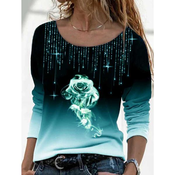 women's t-shirt long sleeve loose round neck casual pullover plus size rose printed 2021 autumn women fashion clothing, White
women's t-shirt long sleeve loose round neck casual pullover plus size rose printed 2021 autumn women fashion clothing, White