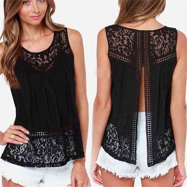 aq117 open back sleeveless summer blouses shirts women see through lace chiffon blusas femininas 210719, White
aq117 open back sleeveless summer blouses shirts women see through lace chiffon blusas femininas 210719, White