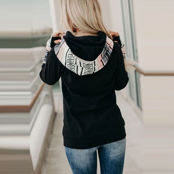 fashion trends ladies' sweaters women's long sleeves autumn color matching hooded street style pullover hoodies, Black
fashion trends ladies' sweaters women's long sleeves autumn color matching hooded street style pullover hoodies, Black