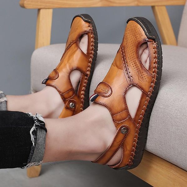 sandals large size 38-48 men 2021 summer casual leather breathable shoes soft comfortable round toe slip on leisure w5, Black
sandals large size 38-48 men 2021 summer casual leather breathable shoes soft comfortable round toe slip on leisure w5, Black