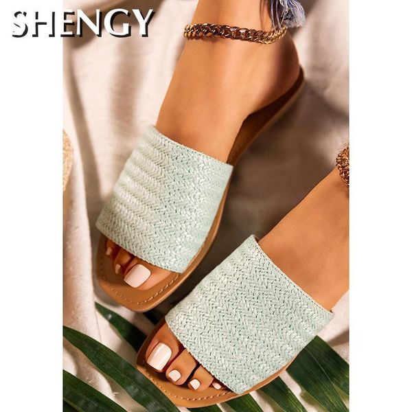ladies slippers round toe slip-on woven rope knots beach casual roman shoes braided sandals office, Black