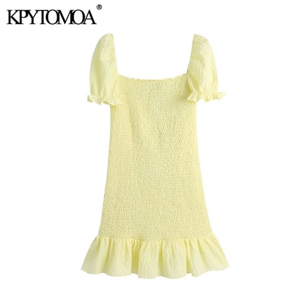 women chic fashion smocked elastic ruffled mini dress vintage puff sleeve with lining female dresses vestidos 210421, Black;gray
women chic fashion smocked elastic ruffled mini dress vintage puff sleeve with lining female dresses vestidos 210421, Black;gray