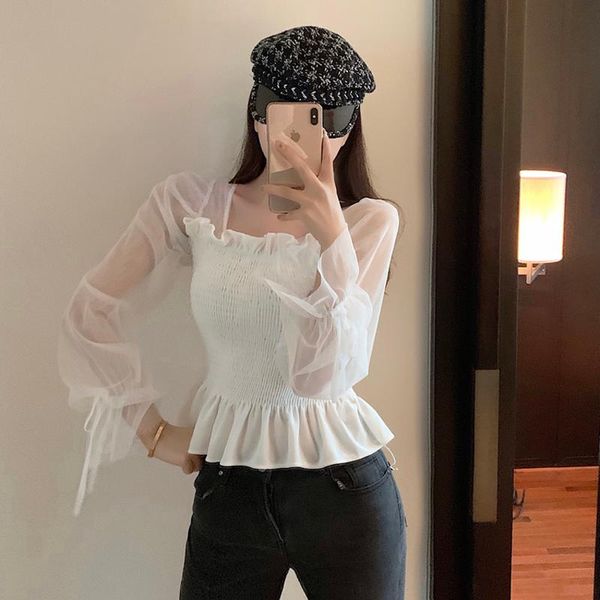 korean style autumn blusas mujer de moda crop shirts mesh long sleeve perspective blouse fashion brand vetement femme women's blous, White
korean style autumn blusas mujer de moda crop shirts mesh long sleeve perspective blouse fashion brand vetement femme women's blous, White