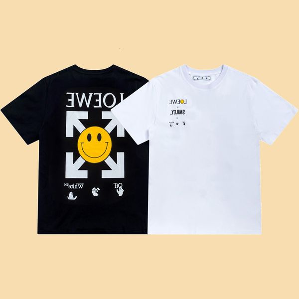 high version off2021 summer new loose smiling face versatile short sleeve men's and women's same t-shirt, White;black
high version off2021 summer new loose smiling face versatile short sleeve men's and women's same t-shirt, White;black