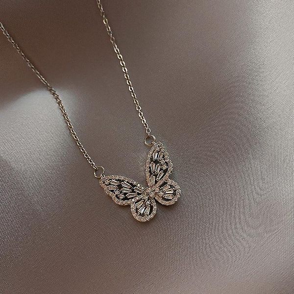 pendant necklaces korean hollow butterfly claw inlaid zircon necklace ladies super fairy shiny neck chain for woman, Silver
pendant necklaces korean hollow butterfly claw inlaid zircon necklace ladies super fairy shiny neck chain for woman, Silver