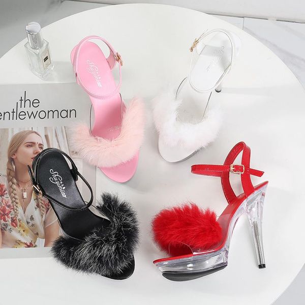 sandals women 2021 summer fashion hairy high-heeled 12.5cm platform female crystal transparent buckle strap, Black
sandals women 2021 summer fashion hairy high-heeled 12.5cm platform female crystal transparent buckle strap, Black
