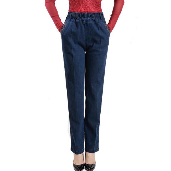 women's jeans middle aged trousers jeans high waist large size loose mother's elastic pants, Blue
women's jeans middle aged trousers jeans high waist large size loose mother's elastic pants, Blue