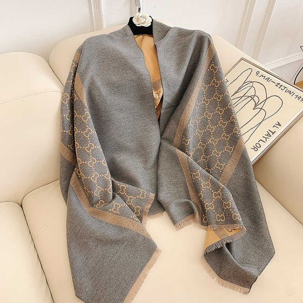 women's autumn and winter korean version versatile imitation cashmere letter c dual purpose large shawl thickened warm bib with outside, Blue;gray
women's autumn and winter korean version versatile imitation cashmere letter c dual purpose large shawl thickened warm bib with outside, Blue;gray