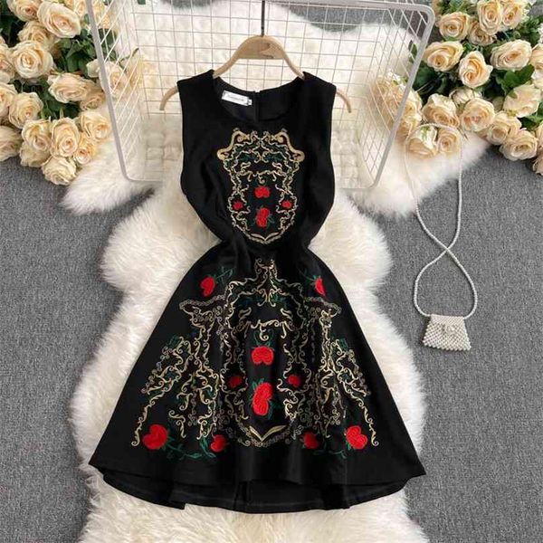 women fashion round neck sleeveless retro embroidery slim short a-line dress clothes vintage vestidos s608 210527, Black;gray
women fashion round neck sleeveless retro embroidery slim short a-line dress clothes vintage vestidos s608 210527, Black;gray