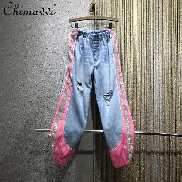 women's jeans women blue wide leg 2021 rhinestone color matching elastic waist denim pants female loose large size slimming harem
women's jeans women blue wide leg 2021 rhinestone color matching elastic waist denim pants female loose large size slimming harem