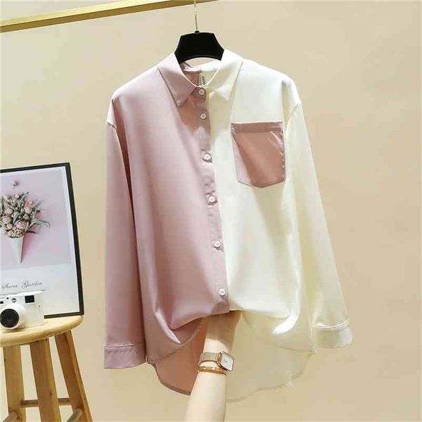 hit spring shirts for women turn down collar long sleeves two-tone pocket loose chiffon shirt office lady blouses 210519, White
hit spring shirts for women turn down collar long sleeves two-tone pocket loose chiffon shirt office lady blouses 210519, White