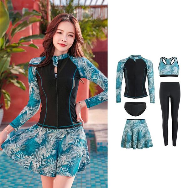 one-piece suits long sleeve rash guard women print 5 piece swimsuit zipper swimwear with skirt bathing black surfing pad pant
one-piece suits long sleeve rash guard women print 5 piece swimsuit zipper swimwear with skirt bathing black surfing pad pant