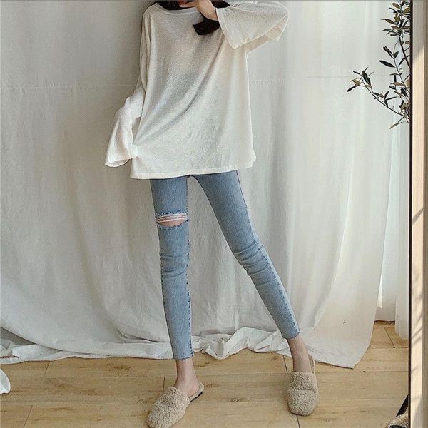 light color breasted jeans women's capris korean version net red versatile tight high waist small leg pants hole fashion pencil, Blue
light color breasted jeans women's capris korean version net red versatile tight high waist small leg pants hole fashion pencil, Blue