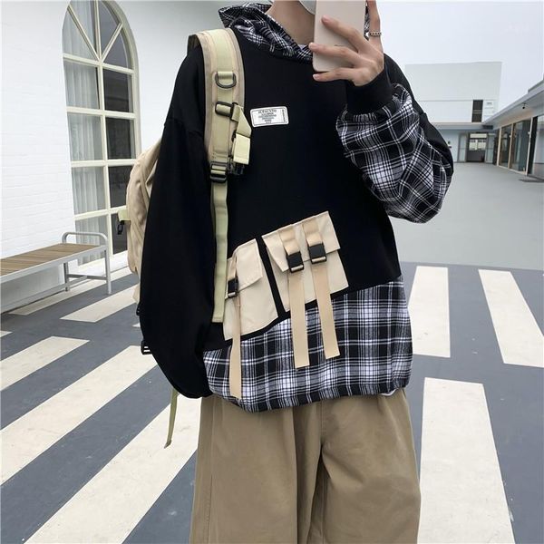 men's hoodies & sweatshirts autumn plaid fashion retro casual hooded sweatshirt men streetwear loose hip-hop pullover hoodie mens hoody, Black
men's hoodies & sweatshirts autumn plaid fashion retro casual hooded sweatshirt men streetwear loose hip-hop pullover hoodie mens hoody, Black