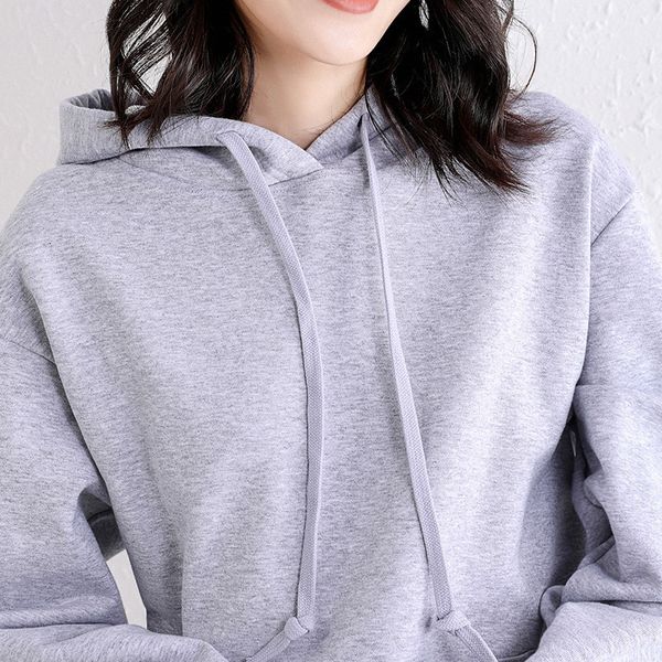 color hooded sweater women's solid terry zipper cardigan spring and autumn casual loose long sve coat, Black
color hooded sweater women's solid terry zipper cardigan spring and autumn casual loose long sve coat, Black