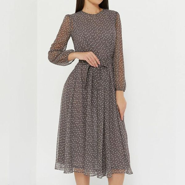 snowflake dot long sleeve round neck women dresses 2021 winter casual o chiffon, Black;gray
snowflake dot long sleeve round neck women dresses 2021 winter casual o chiffon, Black;gray