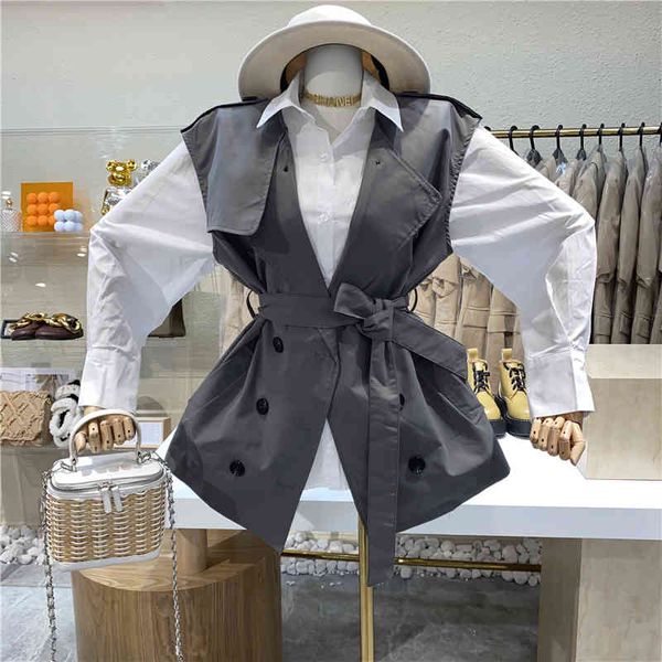 jackets niche design windbreaker double waist breasted lapel vest + white loose shirt of two suit parts, Black;brown
jackets niche design windbreaker double waist breasted lapel vest + white loose shirt of two suit parts, Black;brown