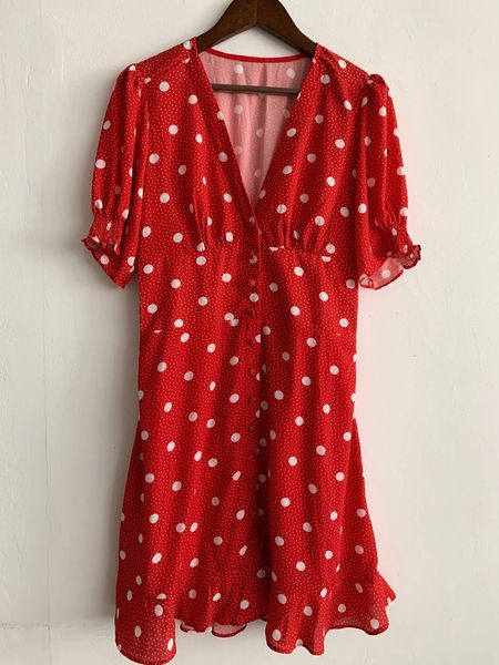 red a line polka dot women mini holiday v-neck summer sleeve ruffled ladies party beach short es with buttons, Black;gray
red a line polka dot women mini holiday v-neck summer sleeve ruffled ladies party beach short es with buttons, Black;gray