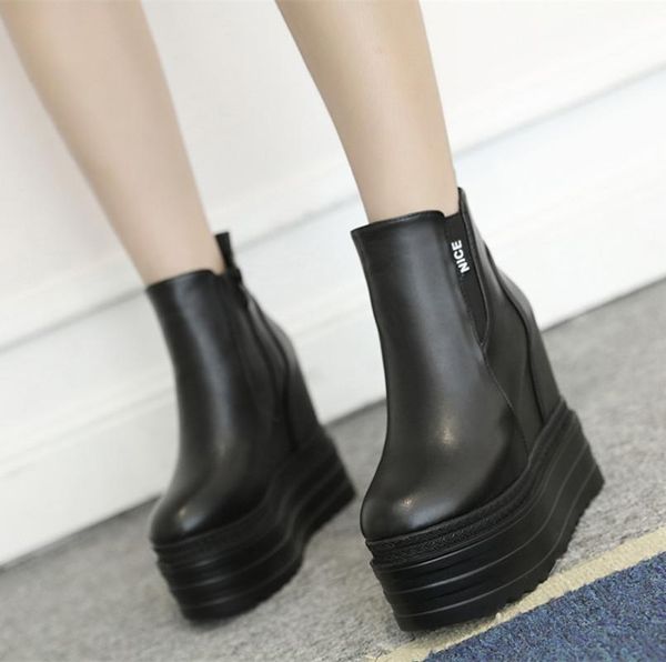 boots 2021 autumn/winter women's shoes korean fashion 13cm high heel wedges increased muffin platform, Black
boots 2021 autumn/winter women's shoes korean fashion 13cm high heel wedges increased muffin platform, Black