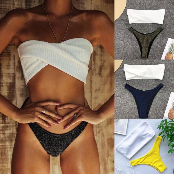women's swimwear ladies beach wear 2021 white swimsuit biquini mulher padded bikini cheeky bottom strapless gold bikinis tankini thong, White;black
women's swimwear ladies beach wear 2021 white swimsuit biquini mulher padded bikini cheeky bottom strapless gold bikinis tankini thong, White;black