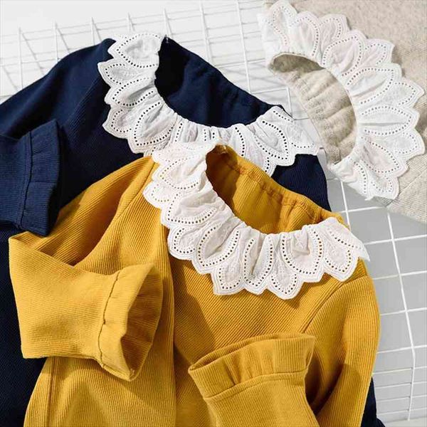 baby girl lace collar t shirt children blouse for girls fashion princess long sleeve rib striped kids pullovers, Blue
baby girl lace collar t shirt children blouse for girls fashion princess long sleeve rib striped kids pullovers, Blue