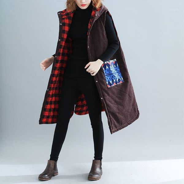 vintage 2021 winter large size women's sleeveless corduroy jacket slim loose long vest cardigan print pockets outwear f1721, Black;white
vintage 2021 winter large size women's sleeveless corduroy jacket slim loose long vest cardigan print pockets outwear f1721, Black;white