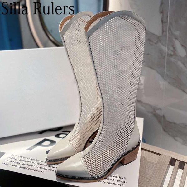 cut out mesh pointed toe summer boots woman spring chunky heels knee designer long 2021, Black
cut out mesh pointed toe summer boots woman spring chunky heels knee designer long 2021, Black