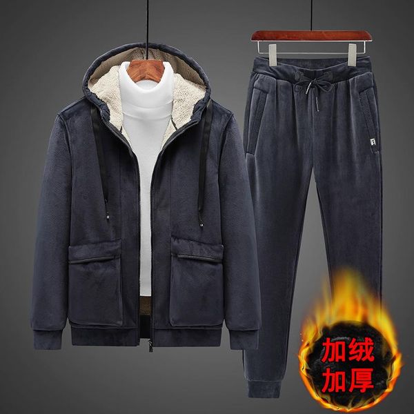 men's tracksuits boutique leisure sports suit winter cardigan hooded coat plush warm silver fleece large, Gray
men's tracksuits boutique leisure sports suit winter cardigan hooded coat plush warm silver fleece large, Gray